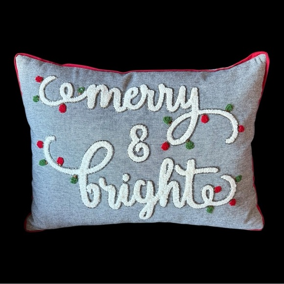 Merry & Bright Holiday Pillow - Picture 1 of 3